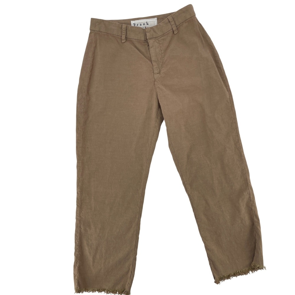 Frank & Eileen Pants Size 2 Brown Good Frayed Hem Wicklow Italian Canvas